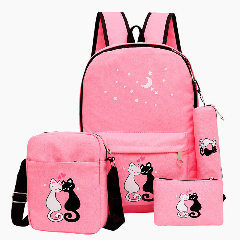 4-Piece School Bag Set/ backpack Children School Bags For Girls Boys Canvas School Bag Fashion Kids