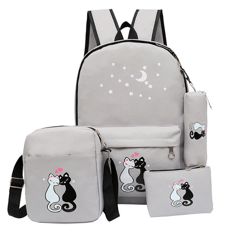 4-Piece School Bag Set/ backpack Children School Bags For Girls Boys Canvas School Bag Fashion Kids